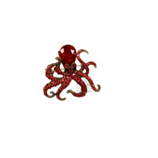 Brosche Krake rot