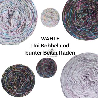 1000m Uni Bobbel mit bunten Beilauffaden 4 Fach