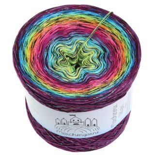 Farbverlaufsgarn Feuerwerk Schwarz + Glitzer Multicolour  4fach - 400g / 1520m