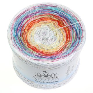 Farbverlaufsgarn Farbexplosion Weiß + Glitzer Multicolour  4fach - 400g / 1520m