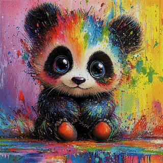 Diamond Painting Bunter Panda - 400 Farben-  eckige Steine - 80cm x 80cm