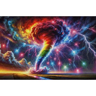 Diamond Painting Regenbogen-Tornado -300 Farben-  eckige Steine - 120cm x 80cm