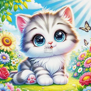 Diamond Painting Katze - 200 Farben- 80cm x 80cm